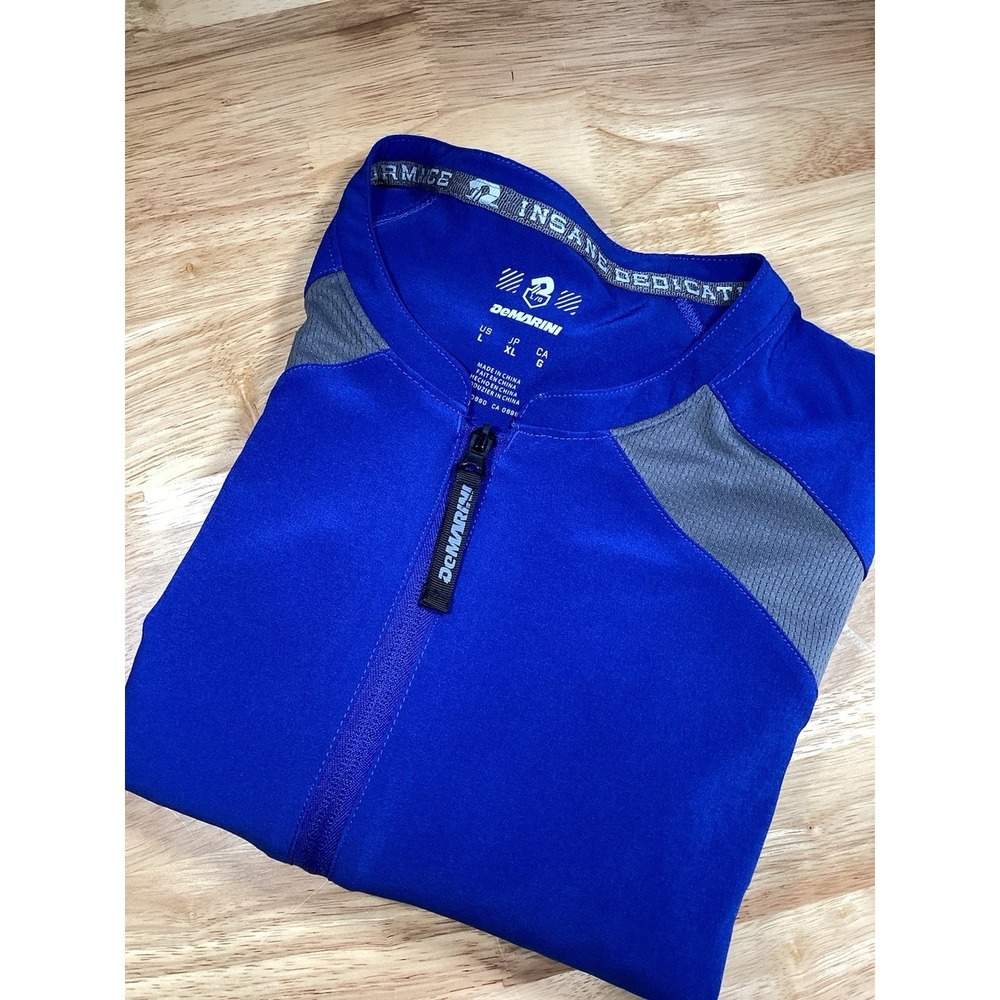 Mens Demarini Baseball Pullover Half Zip Performance Cage Jacket Large-Blue/Gray